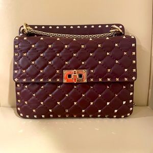 VALENTINO MEDIUM ROCKSTUD SPIKE NAPPA LEATHER BAG